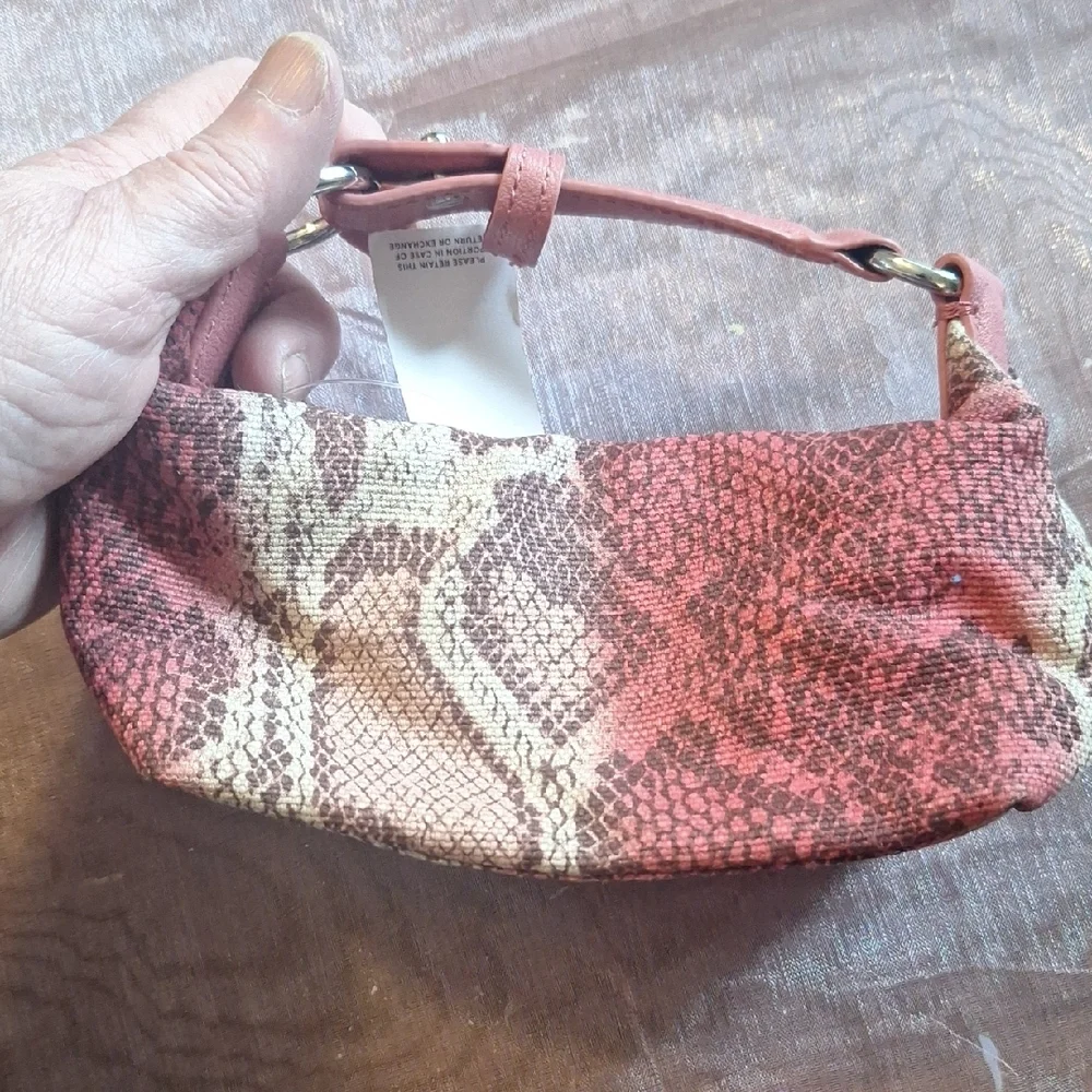 NWT ANN TAYLOR LOFT ❤️ RED SNAKESKIN COSMETIC CASE MINI HANDBAG PINK CUTE GIFT!